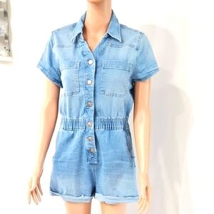 Celebrity Pink Light Blue Denim Romper